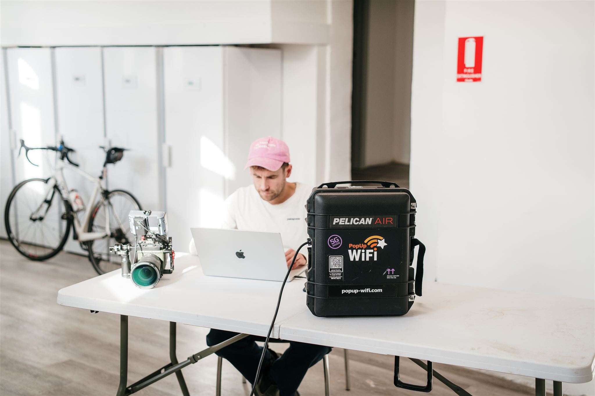 Media crew using PopUp WiFi event wifi to upload content from the festival.